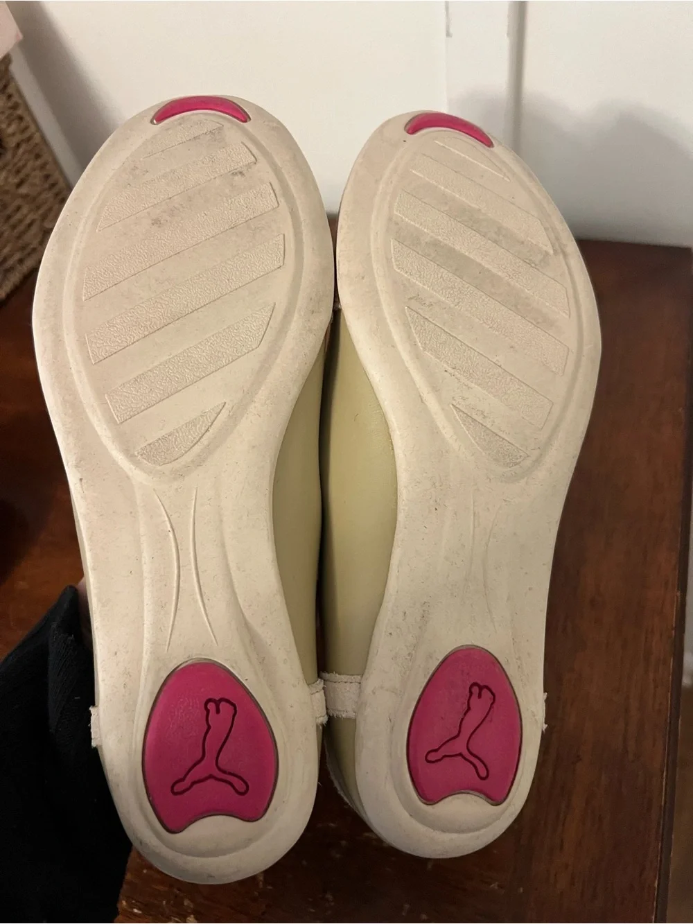 Puma Beige and Pink Floral-Lined Slip-On Flats size 7.5